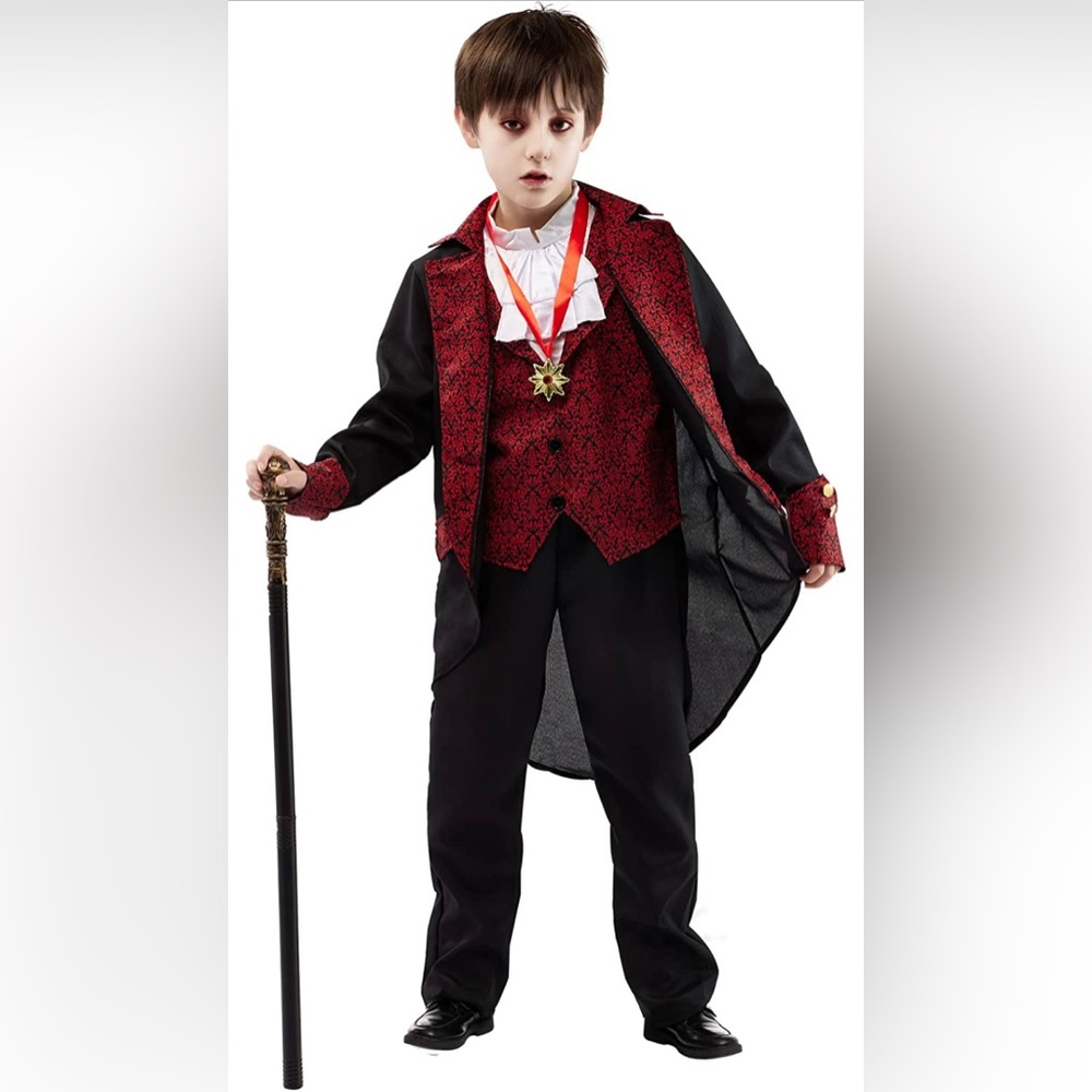 Gothic Vampire Costume for Kids, Boys Halloween Costume Dress Up Cosplay 3T NEW